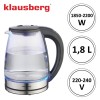 Czajnik elektryczny Klausberg KB-7887 (szklany 1.8 l)