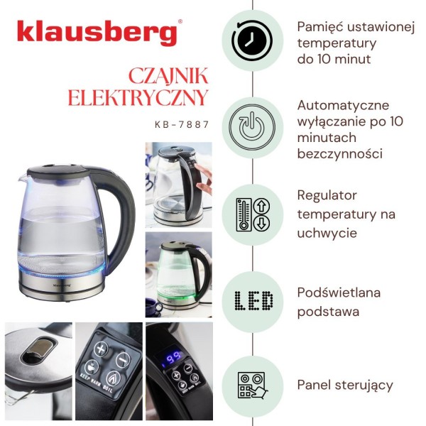 Czajnik elektryczny Klausberg KB-7887 (szklany 1.8 l)
