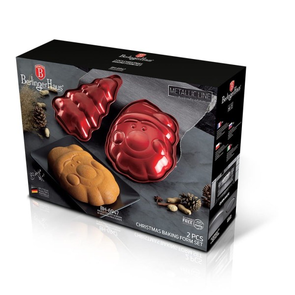 НАБІР З 2 РІЗДВЯНИХ ЧАШОК ДЛЯ ПЕЧИВА BERLINGER HAUS Бордовий BH-6947