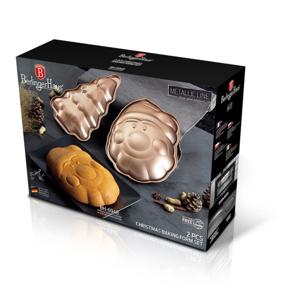 НАБІР З 2 РІЗДВЯНИХ ЧАШОК ДЛЯ ПЕЧИВА BERLINGER HAUS РОЖЕВО-ЗОЛОТО BH-6948