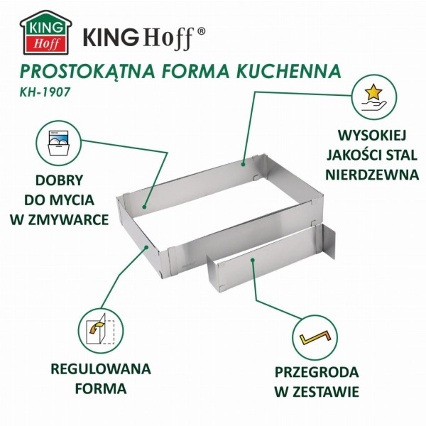 Regulowana forma do ciasta Kinghoff KH-1907 (34–52 x 27–18,5 x 5 cm)