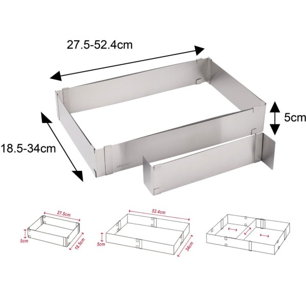 Regulowana forma do ciasta Kinghoff KH-1907 (34–52 x 27–18,5 x 5 cm)