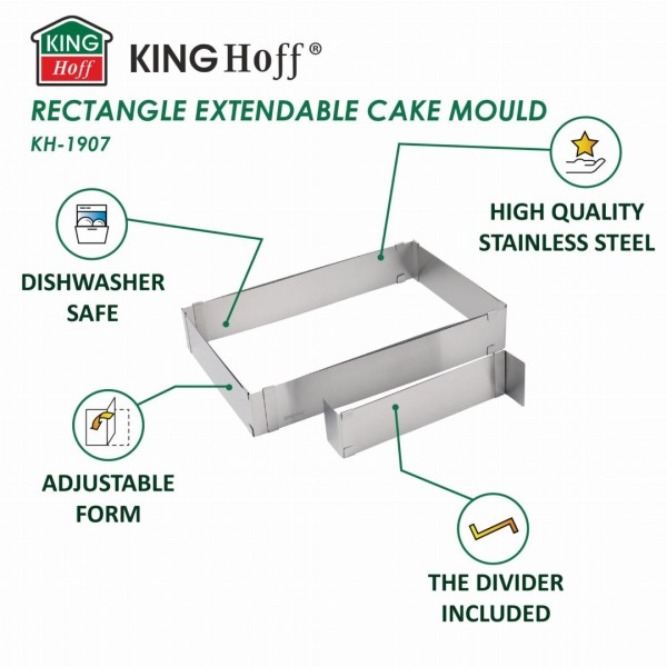 Regulowana forma do ciasta Kinghoff KH-1907 (34–52 x 27–18,5 x 5 cm)