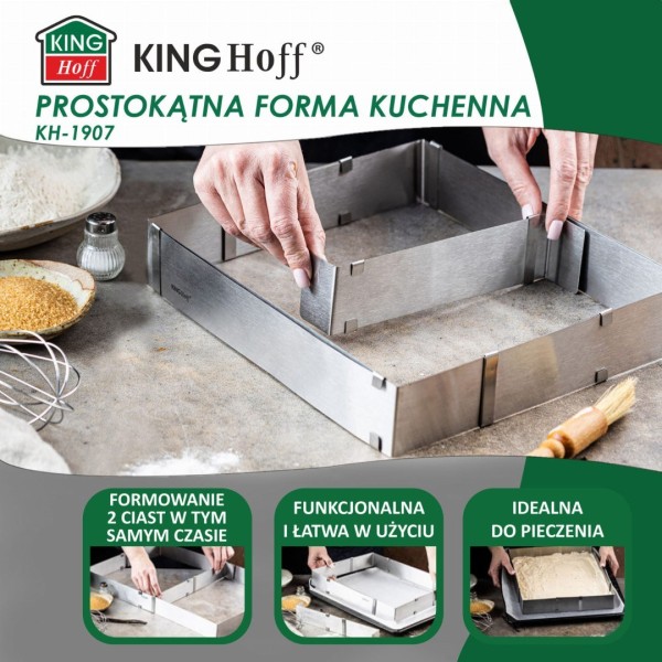 Regulowana forma do ciasta Kinghoff KH-1907 (34–52 x 27–18,5 x 5 cm)