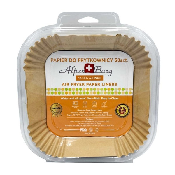 ПАПЕРОВІ ВСТАВКИ ДЛЯ ФРИТЮРНИЦІ КВАДРАТНІ 16x16см 50шт. ALPENBURG