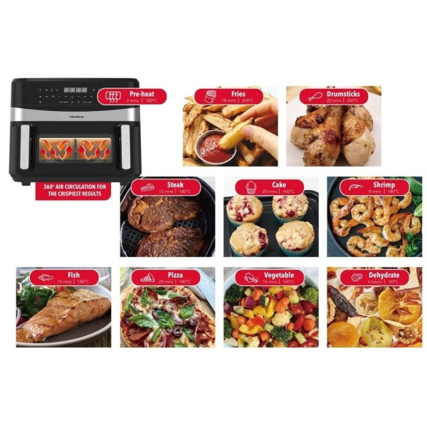 Frytownica beztłuszczowa Klausberg KB-7717 (dwukomorowa, 9 l)