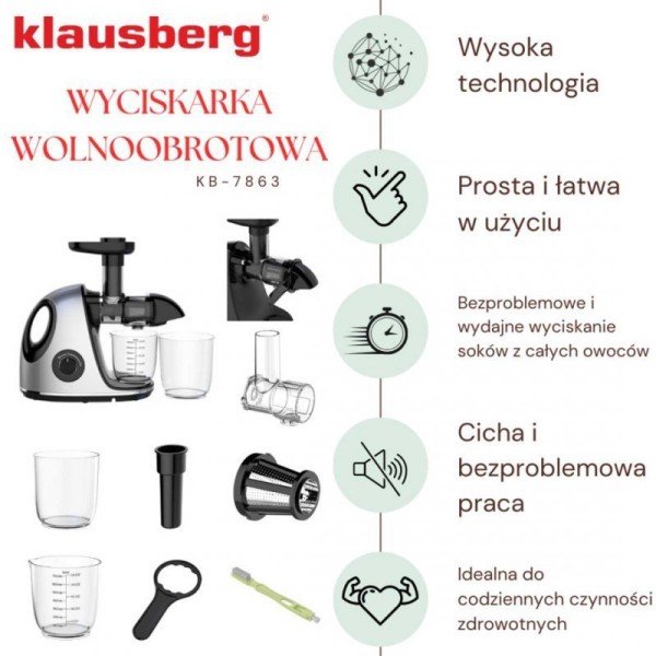 Wyciskarka do soku Klausberg KB-7863 (wolnoobrotowa)