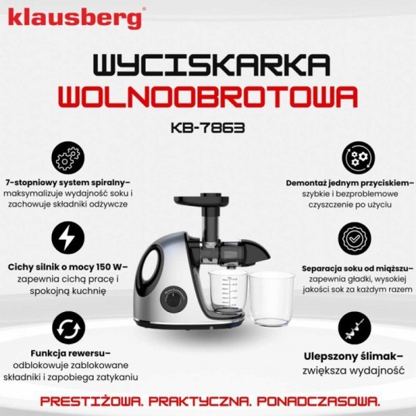 Wyciskarka do soku Klausberg KB-7863 (wolnoobrotowa)