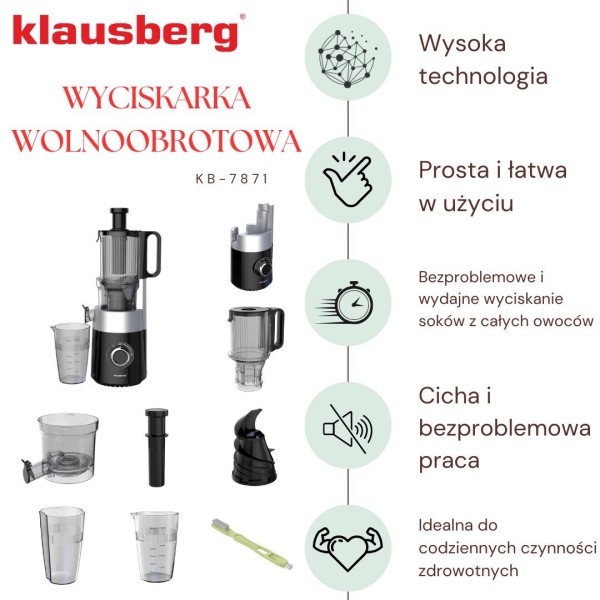 Sokowirówka wolnoobrotowa Klausberg KB-7871 (180 W)