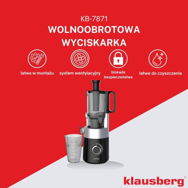 Sokowirówka wolnoobrotowa Klausberg KB-7871 (180 W)