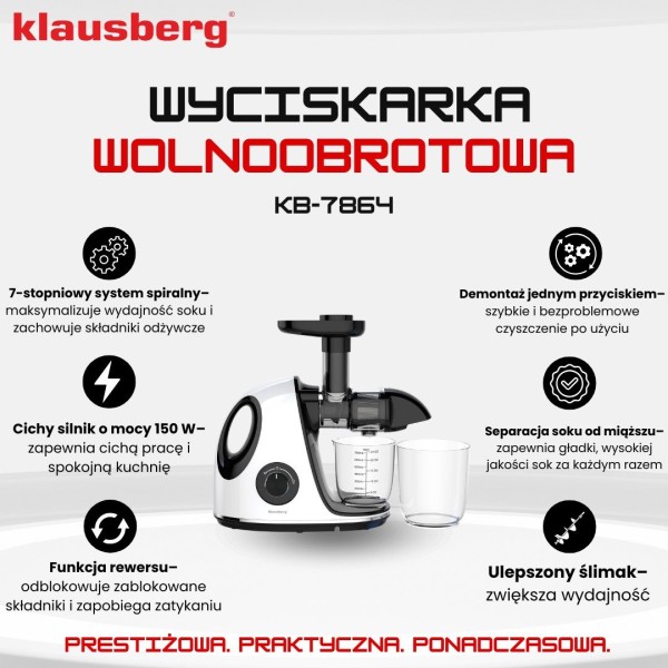 Sokowirówka wolnoobrotowa Klausberg KB-7864 (150 W)