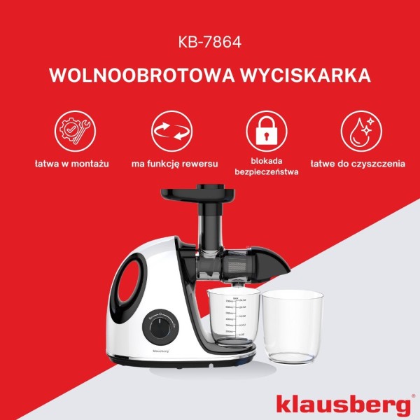 Sokowirówka wolnoobrotowa Klausberg KB-7864 (150 W)