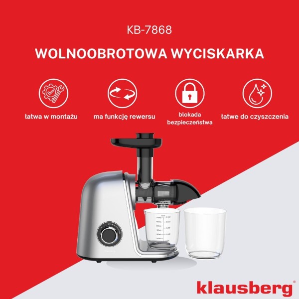 Sokowirówka wolnoobrotowa Klausberg KB-7868 (150 W)