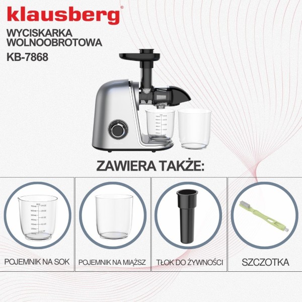 Sokowirówka wolnoobrotowa Klausberg KB-7868 (150 W)
