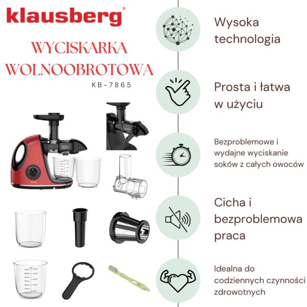 Sokowirówka wolnoobrotowa Klausberg KB-7865 (150 W)