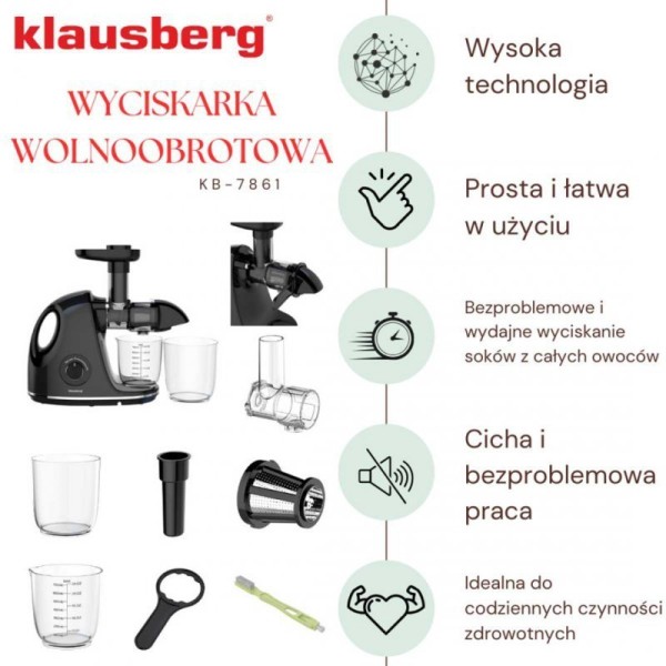 Wyciskarka do soków Klausberg KB-7861 (wolnoobrotowa)
