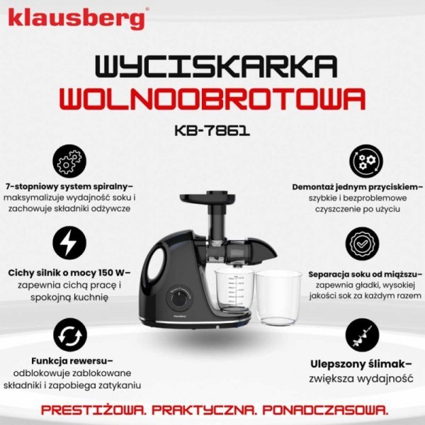 Wyciskarka do soków Klausberg KB-7861 (wolnoobrotowa)