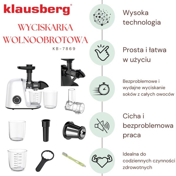 Sokowirówka wolnoobrotowa Klausberg KB-7869 (150 W)
