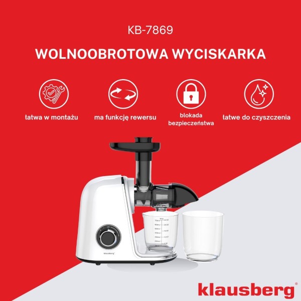 Sokowirówka wolnoobrotowa Klausberg KB-7869 (150 W)