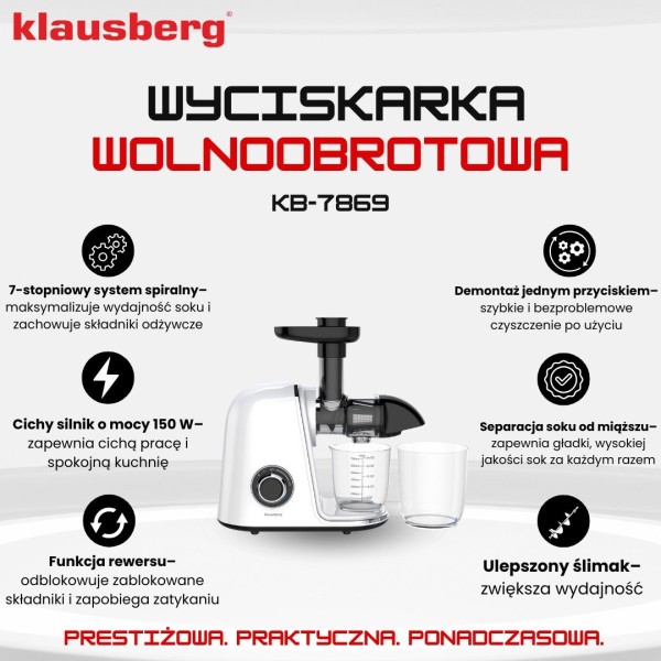 Sokowirówka wolnoobrotowa Klausberg KB-7869 (150 W)