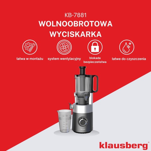 Sokowirówka wolnoobrotowa Klausberg KB-7881 (180 W)