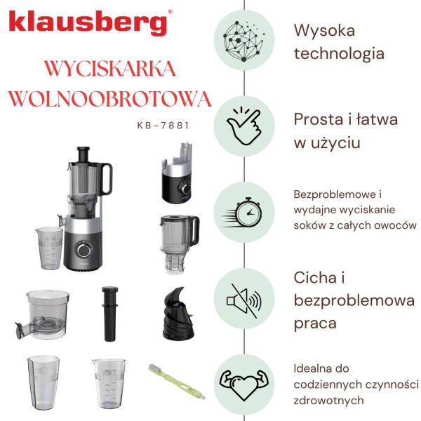 Sokowirówka wolnoobrotowa Klausberg KB-7881 (180 W)