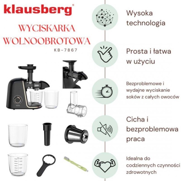 Wyciskarka do soków Klausberg KB-7867 (wolnoobrotowa)