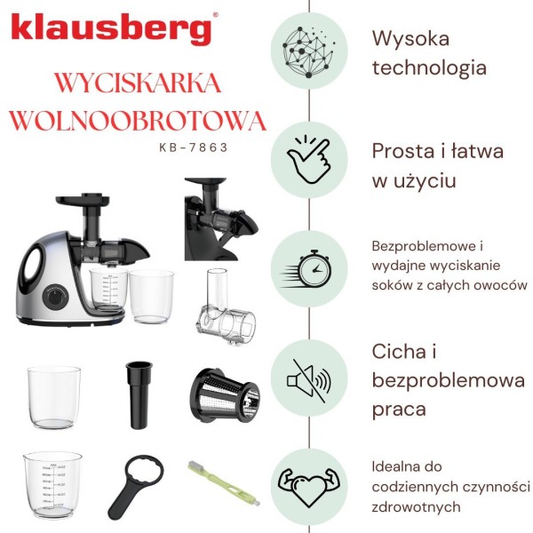 Sokowirówka wolnoobrotowa Klausberg KB-7863 (150 W)
