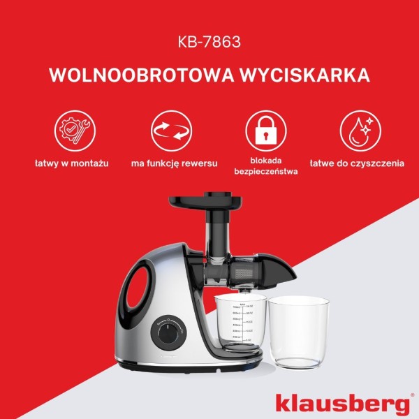 Sokowirówka wolnoobrotowa Klausberg KB-7863 (150 W)