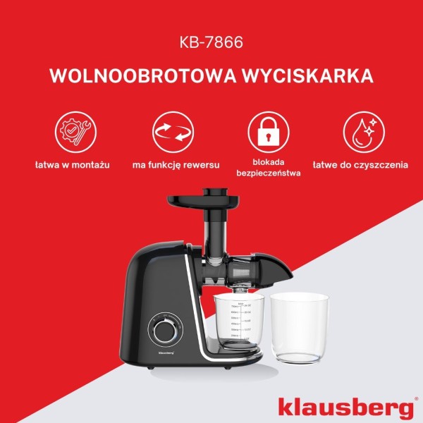 Sokowirówka wolnoobrotowa Klausberg KB-7866 (150 W)