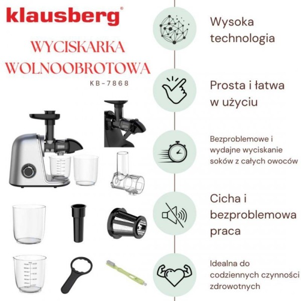 Wyciskarka do soków Klausberg KB-7868 (wolnoobrotowa)