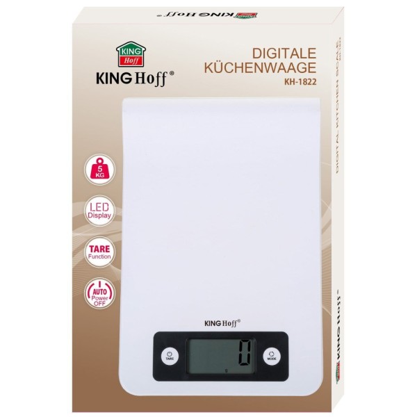 ЕЛЕКТРОННІ КУХОННІ ВАГИ 1 Г / 5 КГ НА РЕЙЦІ KINGHOFF KH-1822