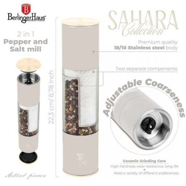 Młynek do pieprzu i soli Berlinger haus BH-8580 SAHARA (ceramiczny mechanizm)