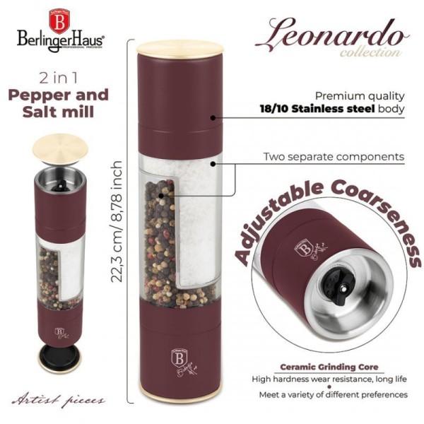 Młynek do pieprzu i soli Berlinger haus BH-8581 LEONARDO (ręczny)