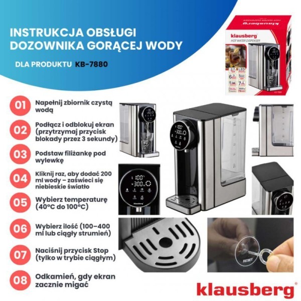 Dozownik gorącej wody Klausberg KB-7880 (2,7 l)