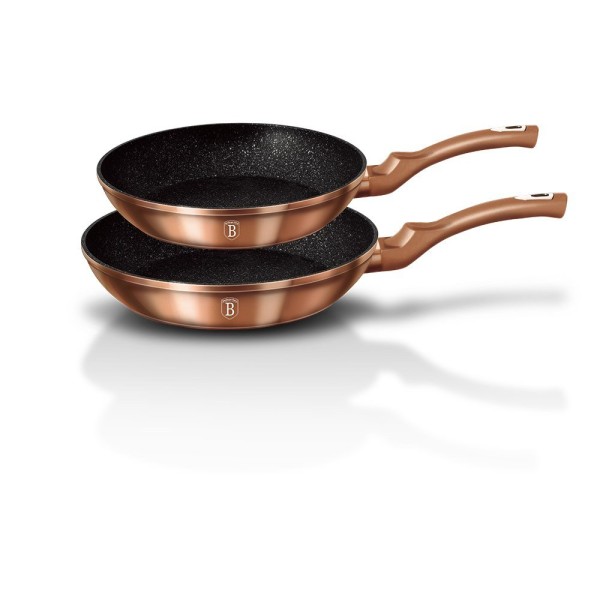 НАБІР З 2 ГРАНІТНИХ СКОВОРОДИН 22/26 СМ BERLINGER HAUS METALLIC LINE ROSE GOLD BH-1611-N