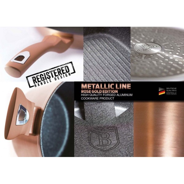 НАБІР З 2 ГРАНІТНИХ СКОВОРОДИН 22/26 СМ BERLINGER HAUS METALLIC LINE ROSE GOLD BH-1611-N