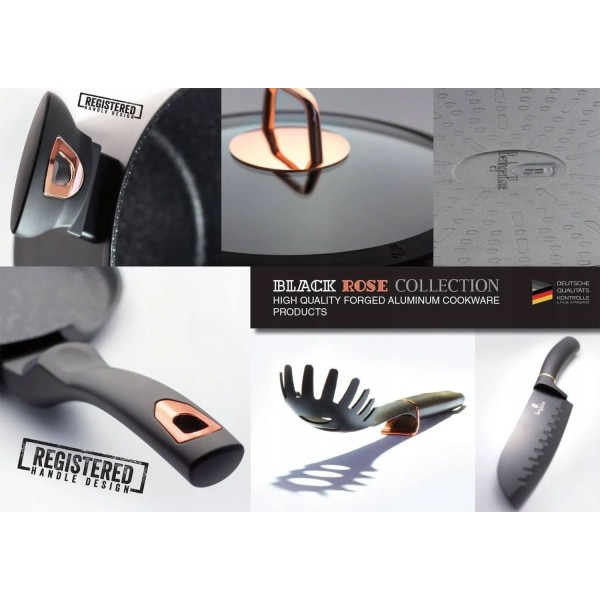 Гранітна сковорода з виливом 24 см BERLINGER HAUS BLACK ROSE BH-6184