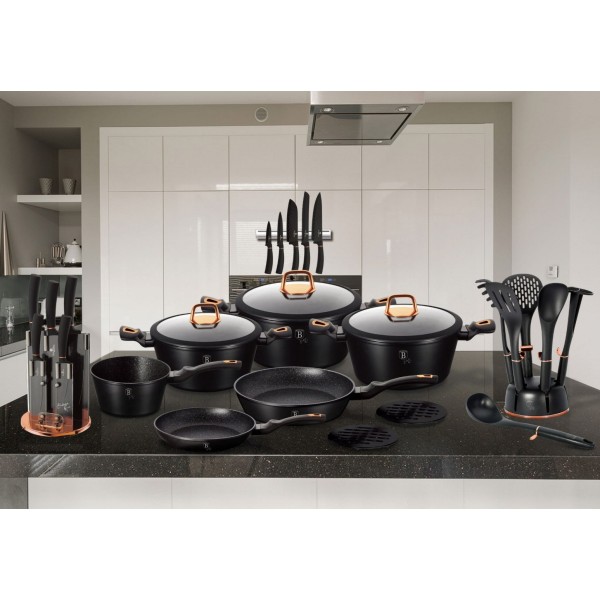 Гранітна сковорода з виливом 24 см BERLINGER HAUS BLACK ROSE BH-6184