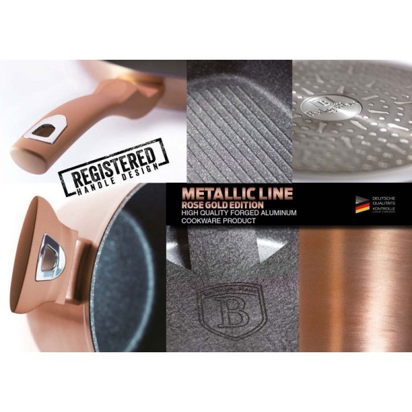 Гранітна сковорода 28 см BERLINGER HAUS METALLIC LINE ROSEGOLD BH-1518-N