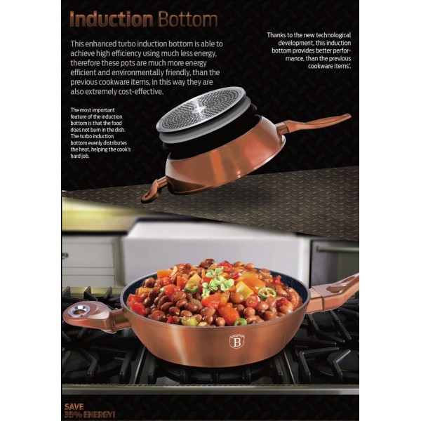 Гранітна сковорода 28 см BERLINGER HAUS METALLIC LINE ROSEGOLD BH-1518-N