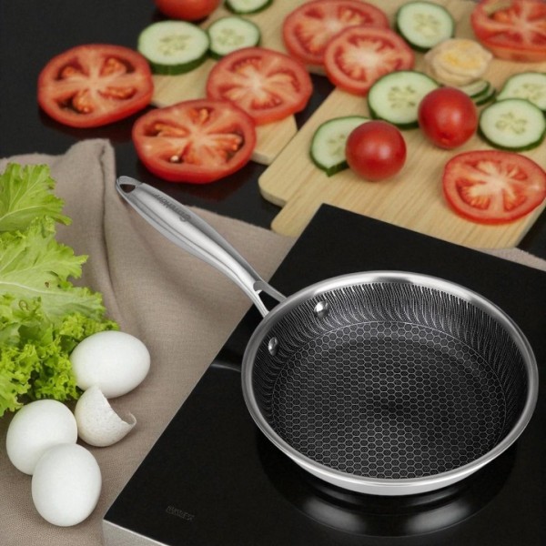 СТАЛЕВА СКОВОРОДА 20 СМ ЗІ СТІЛЬНИКОВИМ ПОКРИТТЯМ E-7545