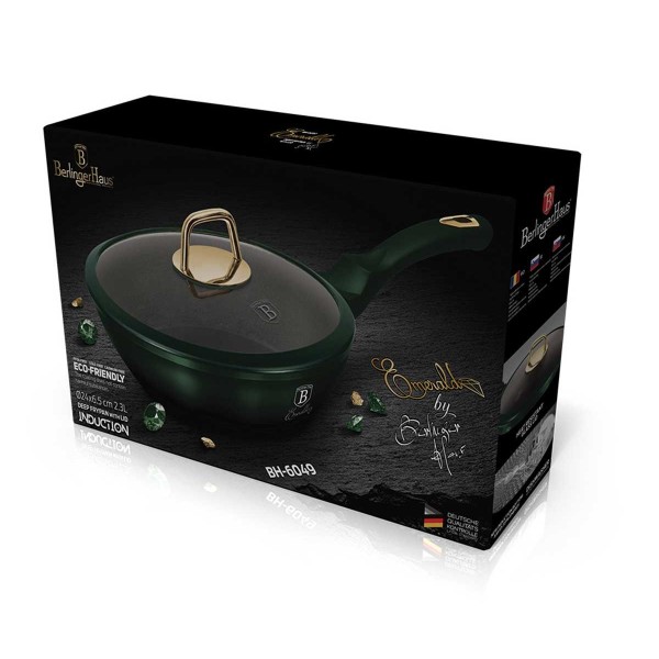 Гранітна сковорода 24 см з кришкою BERLINGER HAUS METALLIC LINE EMERALD BH-6049
