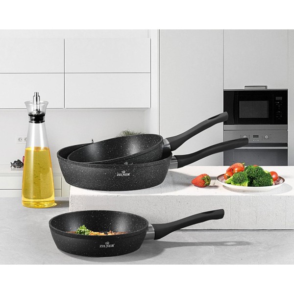 ГЛИБОКА СКОВОРОДКА 22 СМ 1,6 Л З МАРМУРОВИМ ПОКРИТТЯМ ZILNER ZL-7705 / 9208