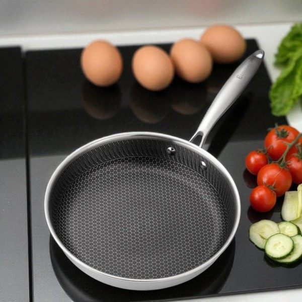 СТАЛЕВА СКОВОРОДА 26 см ЗІ СТІЛЬНИКОВИМ ПОКРИТТЯМ E-7548