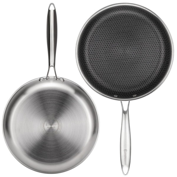 СТАЛЕВА СКОВОРОДА 26 см ЗІ СТІЛЬНИКОВИМ ПОКРИТТЯМ E-7548