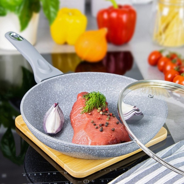 ГРАНІТНА СКОВОРОДА 28 СМ KLAUSBERG MARMO GREY KB-7318