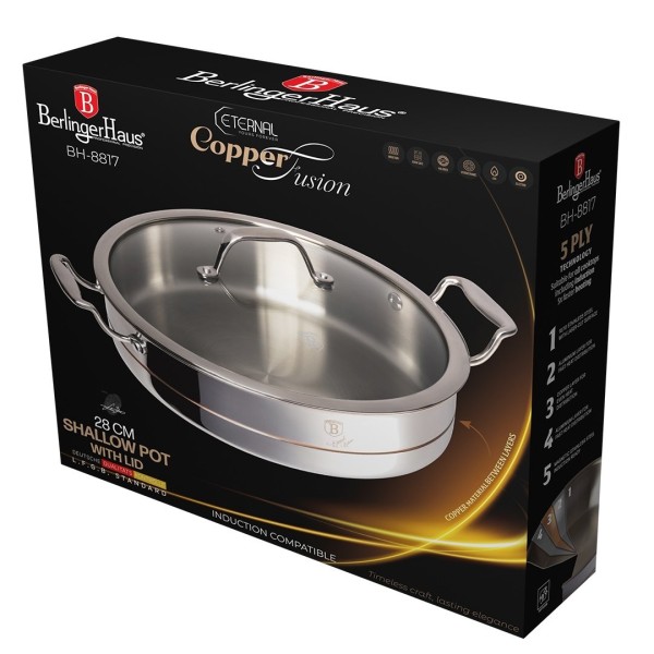 Garnek płytki z pokrywką Berlinger haus BH-8817 (28 cm)