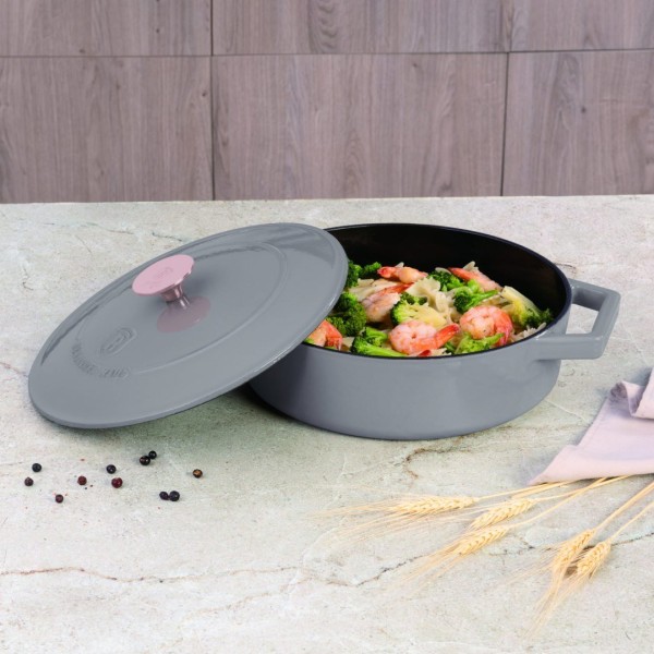 Емальована чавунна каструля 2,57 л, 26 см, BERLINGER HAUS, міцна форма, сіро-коричневий колір BH-6527