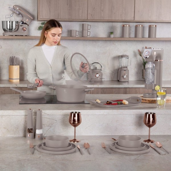 Емальована чавунна каструля 2,57 л, 26 см, BERLINGER HAUS, міцна форма, сіро-коричневий колір BH-6527